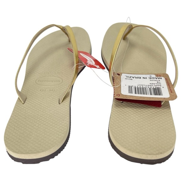 Havaianas Golden Metallic Womens Thong Slide Sandals Size 7/8 - Picture 4 of 7